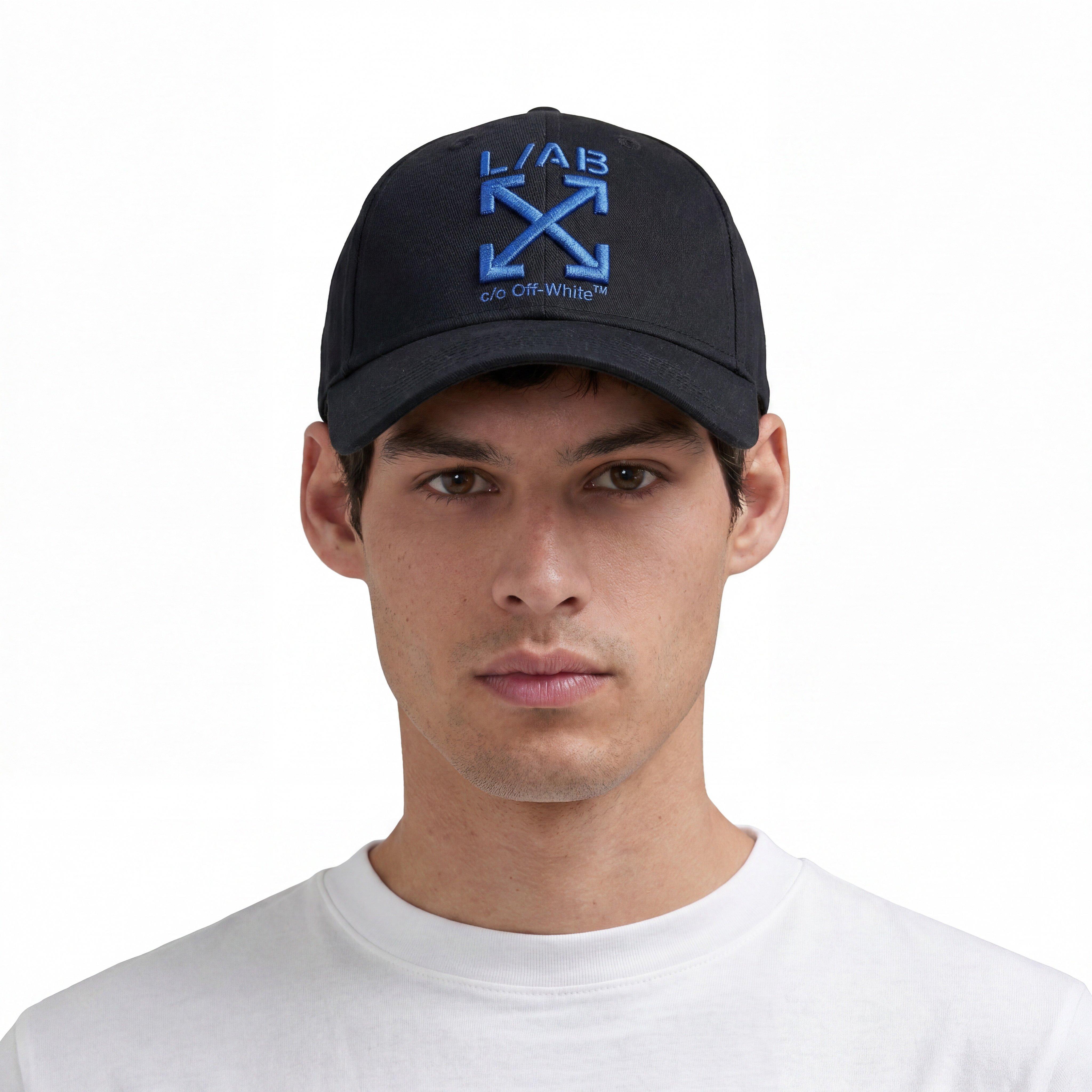 L/AB c/o Off-White Clamp Arrows Curved Brim Twill Hat - Black/Royal - BLACK/ROYAL
